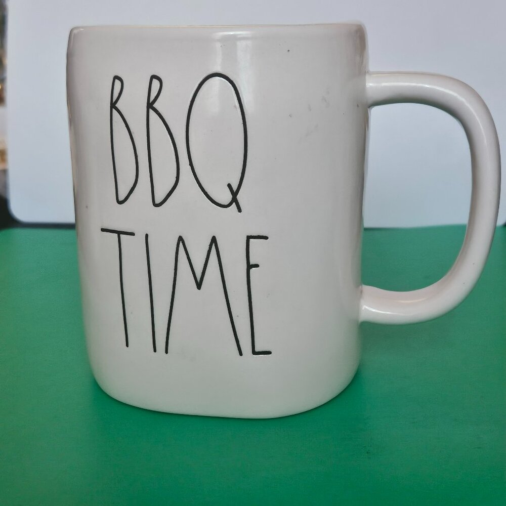 Rae Dunn BBQ time white ceramic coffee/tea mug large